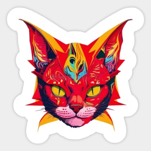 Funky Pop Art Cat Head Sticker